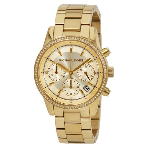 michael kors ladies gold chronograph watch|michael kors watch sale women.